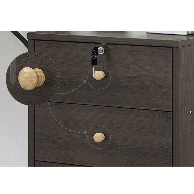 3/4Drawers Filing Cabinet Under Desk Office Storage w/Wheel Bedside Table Lock