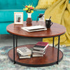 Industrial 2 Tier Round Coffee Tea Table Side End Living Room Storage Shelf Unit
