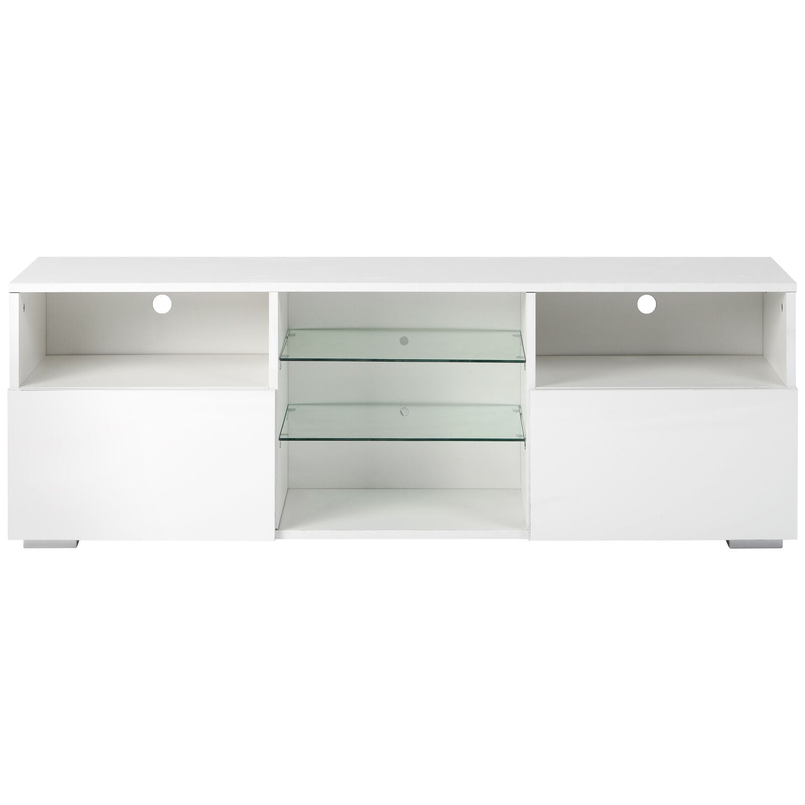 White Modern TV Stand Sideboard Cabinet Matt Body High Gloss Doors LED Lights