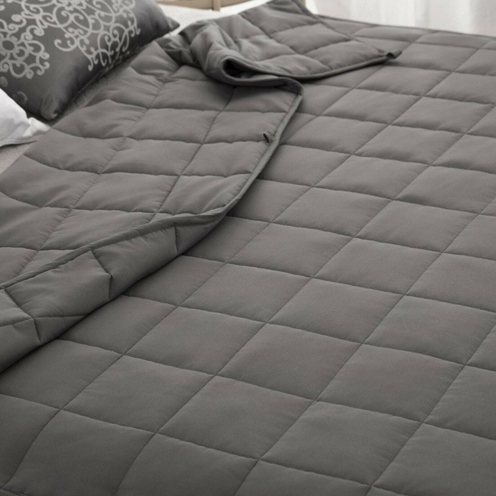 LUXURY WEIGHTED BLANKET SENSORY SLEEP THERAPY ANXIETY ADULTS BLUSH GREY