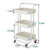 3 Tiers Rolling Cart Storage Trolley on Wheels Compact Kitchen Trolley