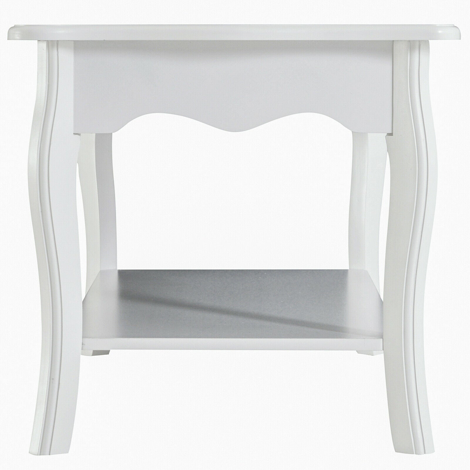 Wooden Coffee Tea Table Modern White Shelf Storage Living Room Home Furniture
