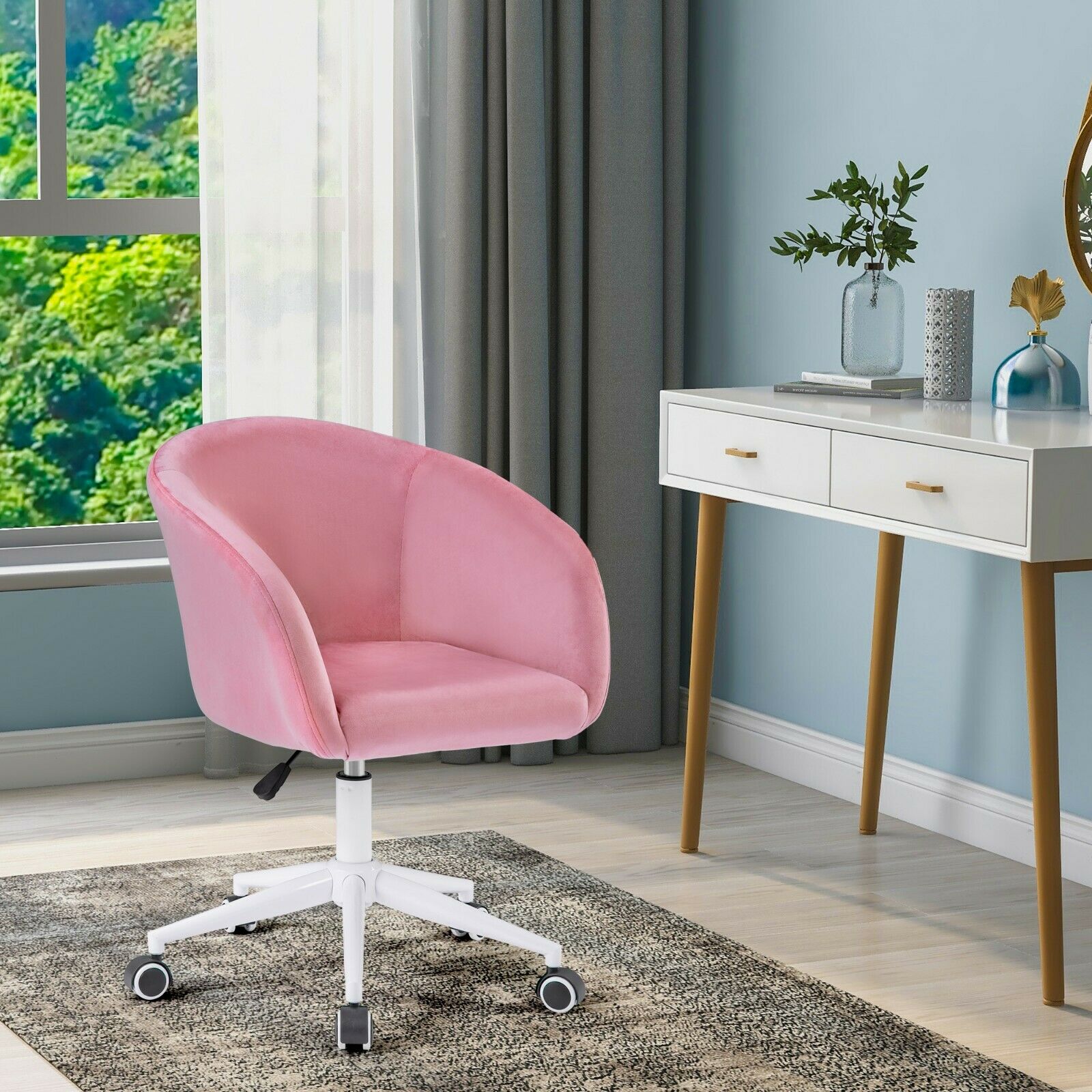 Cushioned Velvet Home Office Chair Swivel Computer Desk Chair Adjustable Modern