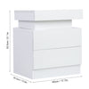 White LED Light Bedside Table Nightstand Cabinet High Gloss 2 Drawers Flip Cover