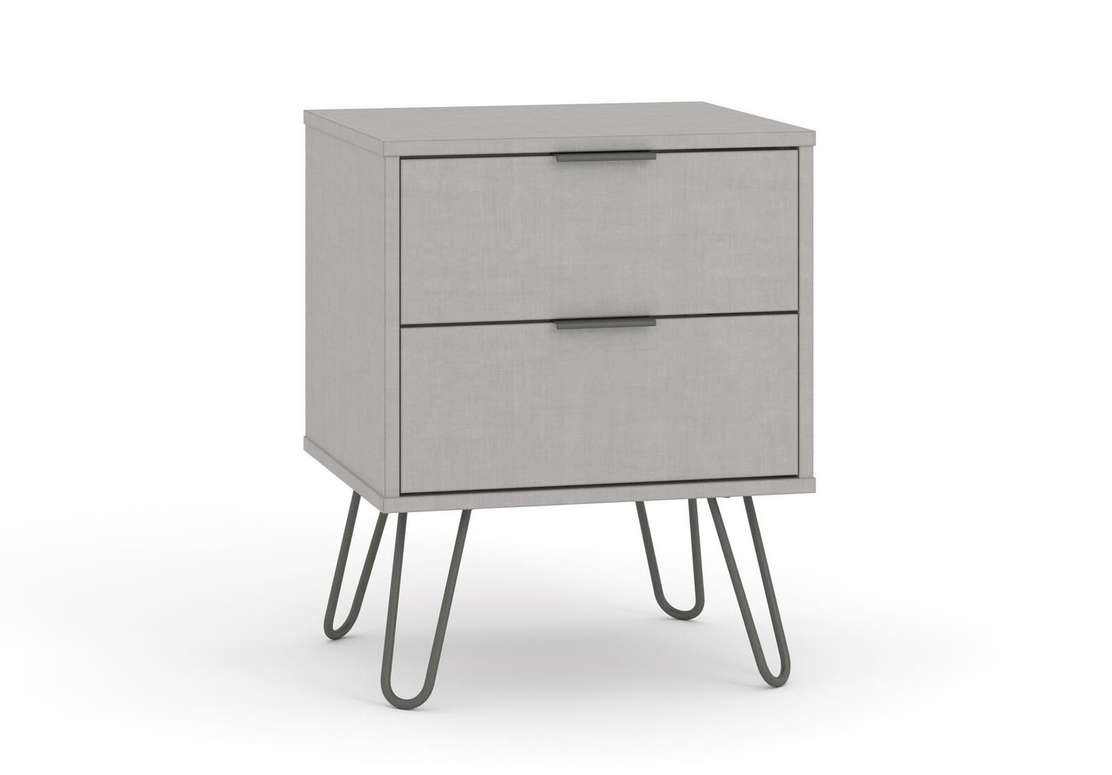 Grey Bedside Lamp Table Cabinet 2 Drawer Bedroom Living Room Storage Unit