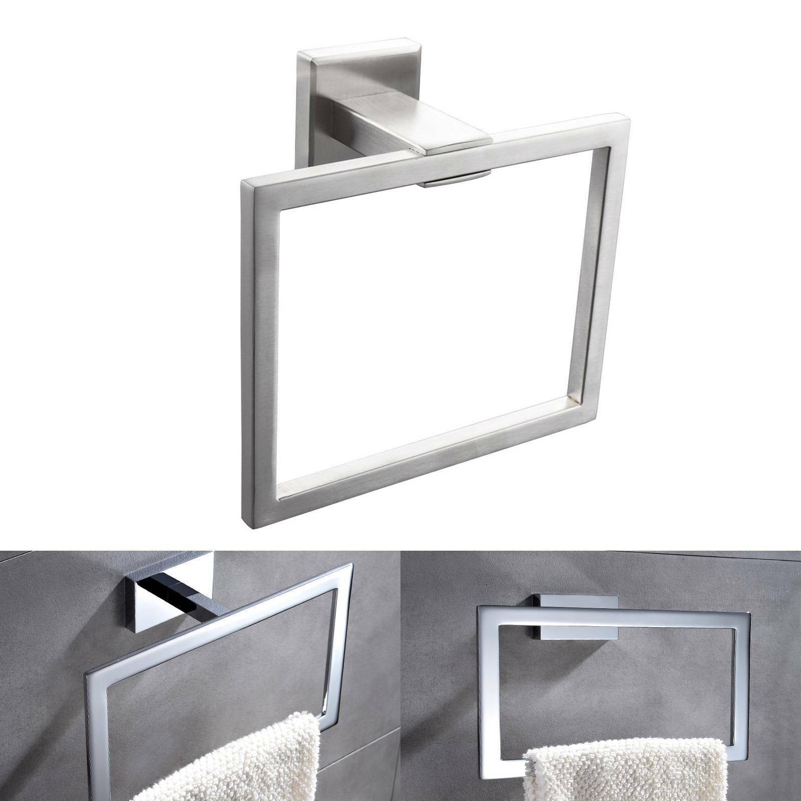 Modern Bathroom Square Towel Rack Towel Ring Holder Chrome Wall Mounted