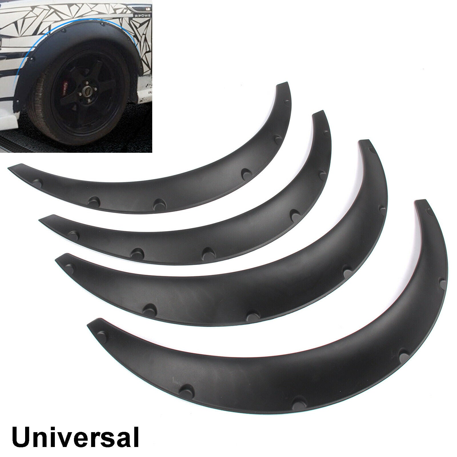 4pcs Universal Widened JDM Fender Flares Wheel Arch 2 inch ABS Car Fittings