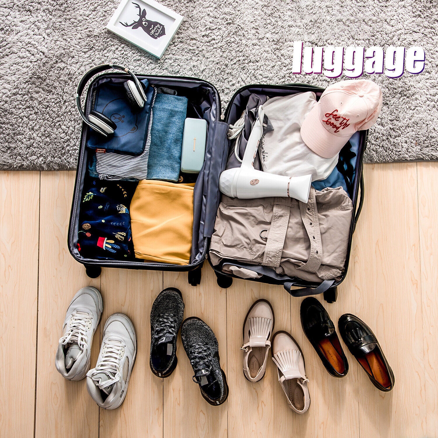 20 24 28 Inch Suitcase Set ABS Large Hard Shell Cabin Hand Travel Luggage Purple