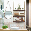 Nostalgic 3 Tier Shelf Wall Hanging Shelves Natural Rope Wooden Floating Shelves