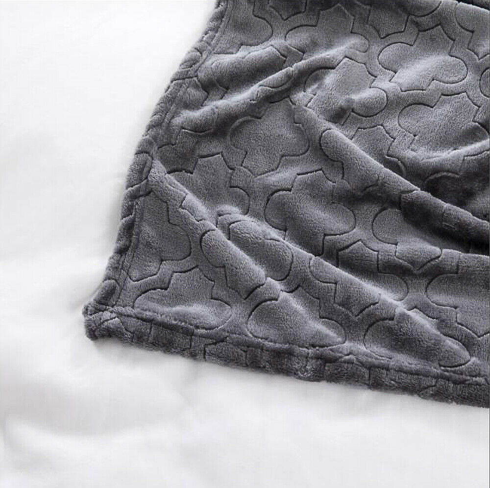 Heavy Snuggle Mink Throw Large Grey Double Bed Blanket Thick Warm Fleece Throw