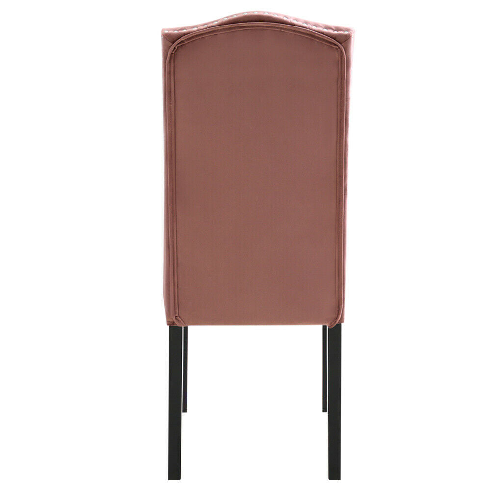 2x Pink Velvet Crown High Back Dining Chairs Kitchen Dining Room Bedroom Chairs
