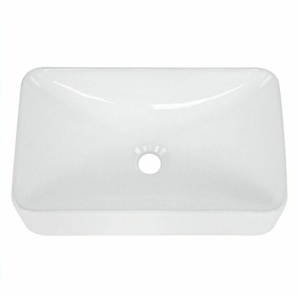 Modern Rectangle Bathroom Countertop Gloss White Basin Cloakroom Wash Sink