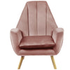 Blush Pink Velvet Occasional Wing Chair Single Seat Recliner Sofa Tub Armchair