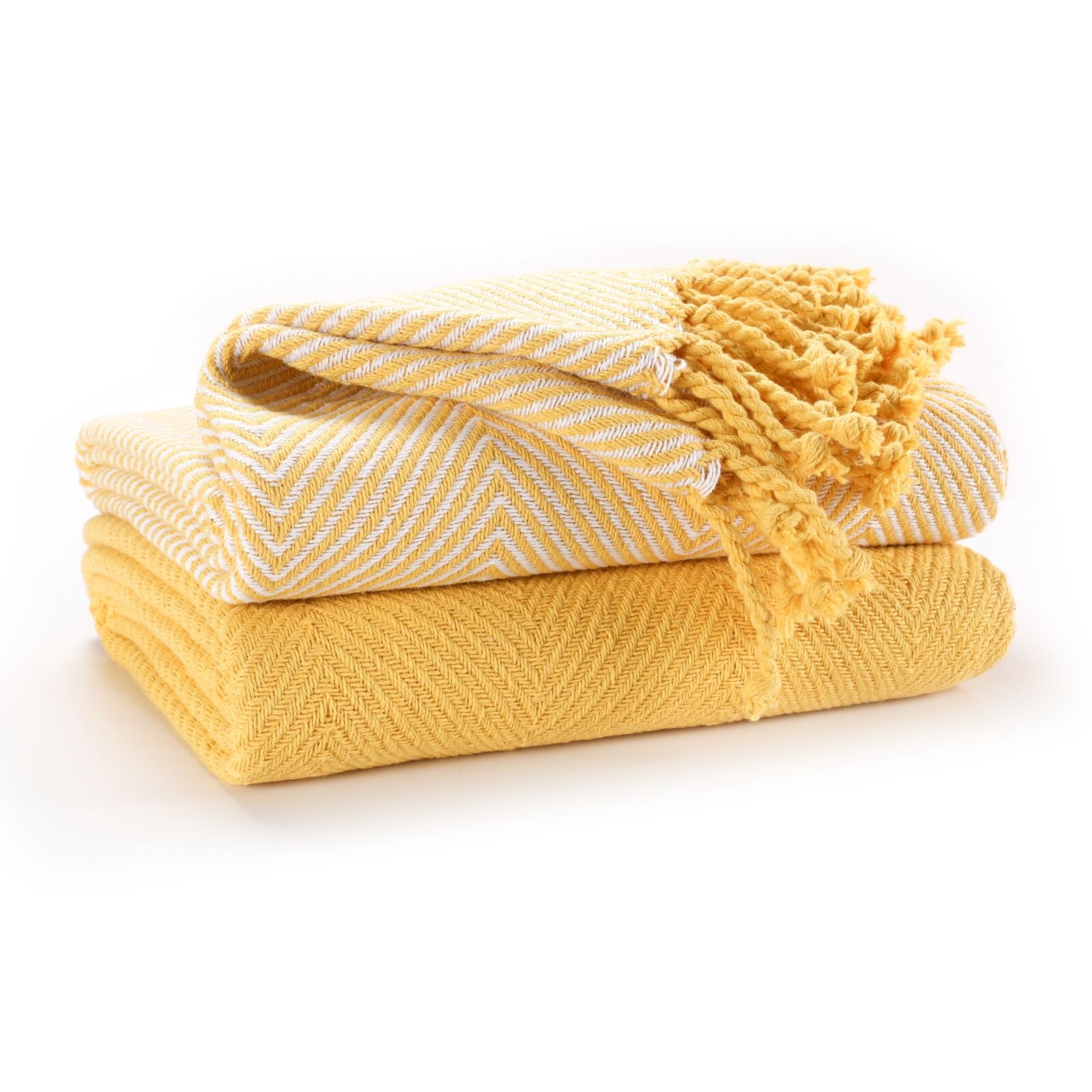 Luxury Pack of 2 Cotton Complimenting Throws for Sofa Blanket,125x 150cms-Single