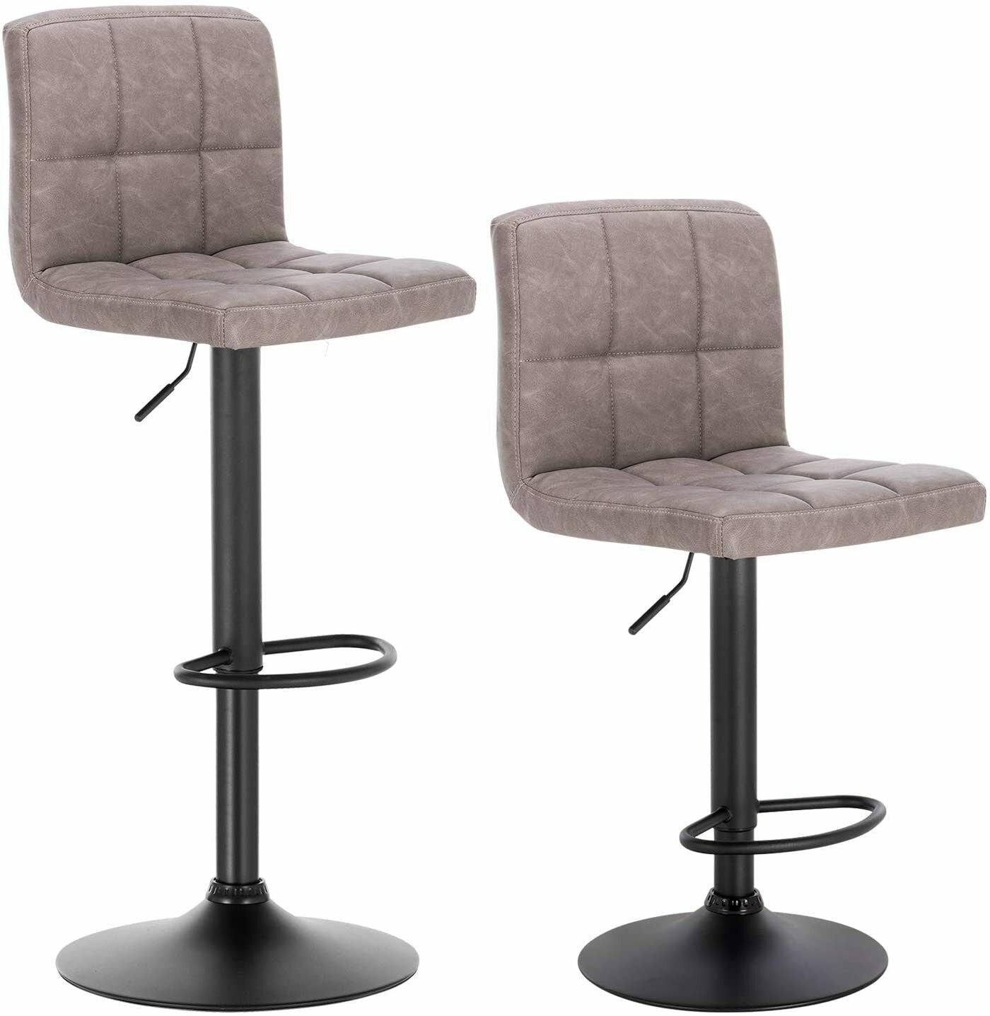 2x Bar Stools Bar Chairs Breakfast Stools for Kitchen Leather Adjustable Swivel