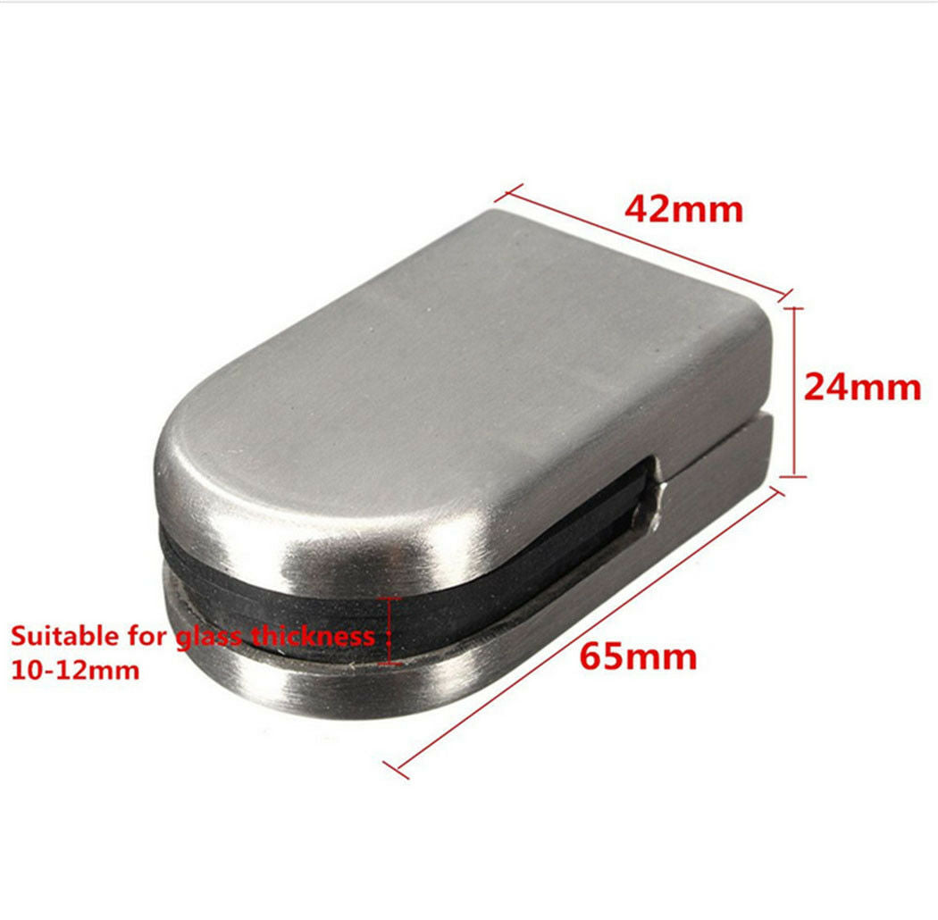 4/8/12X 304 Glass Clamp Clip Stainless Steel Flat Back Bracket Fr Stair Handrail