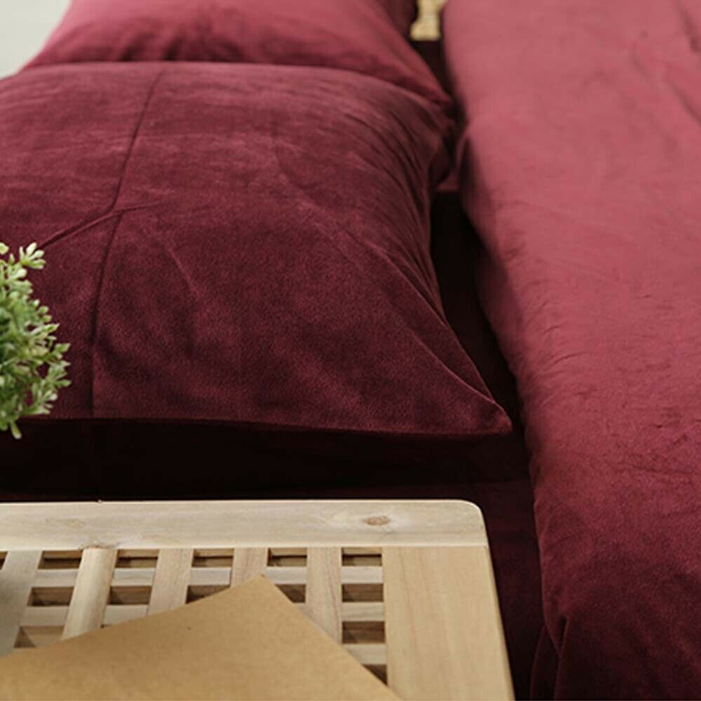 Single Teddy Fleece Duvet Cover with Pillow Case Thermal Warm Bedding Set