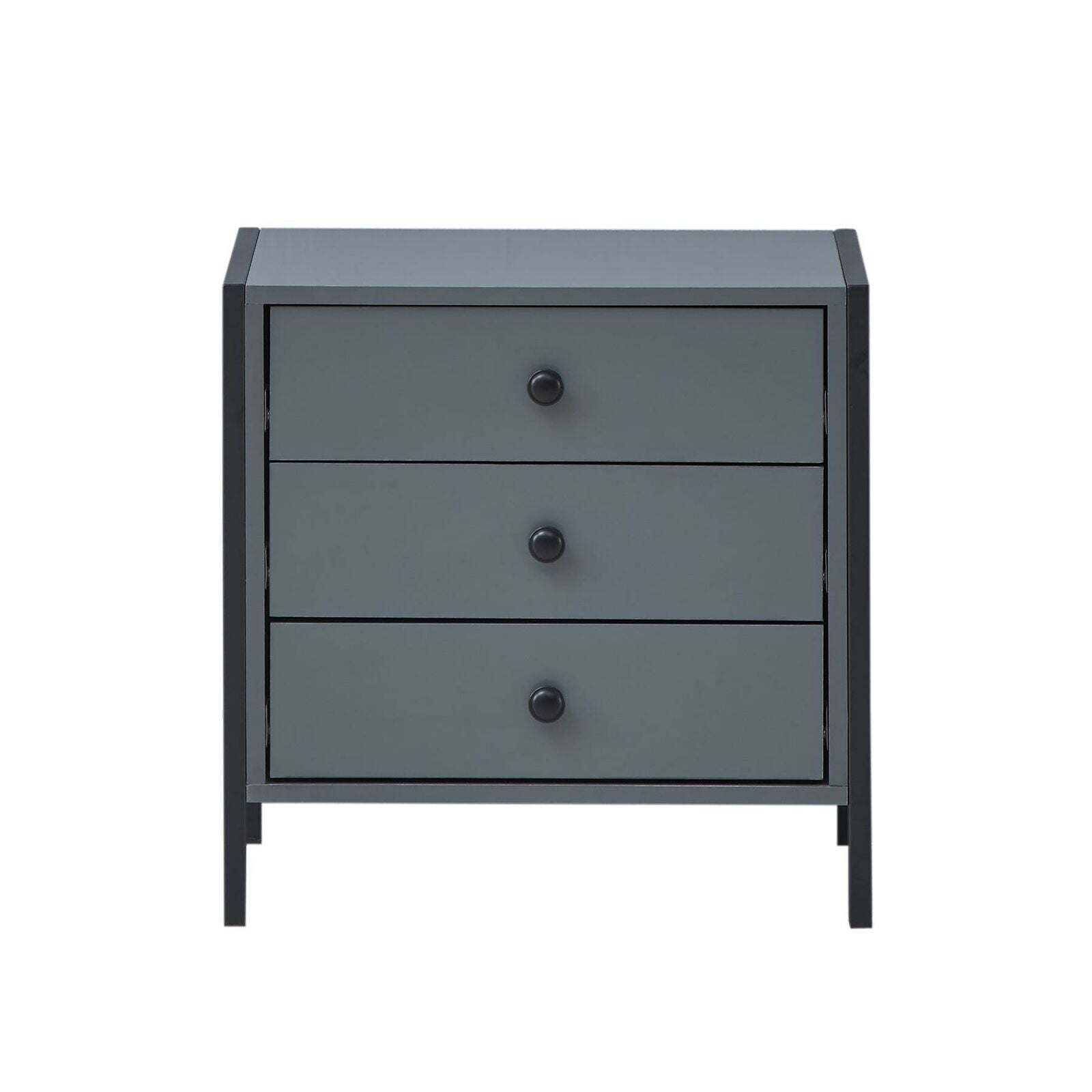 Bedside Table Cabinet Bedroom Furniture Nightstand 3 Drawer Dark Grey