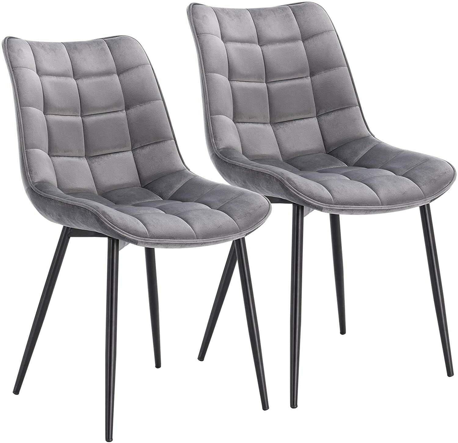 2xDining Chairs Kitchen Living Room Chairs with Velvet Counter Chairs Light Grey
