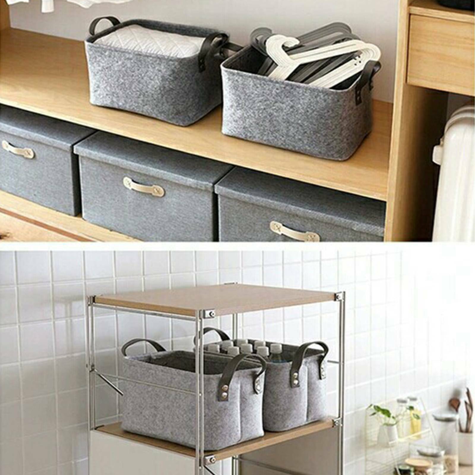 Toys Foldable Felt Storage Box Organiser Container Cosmetic Case Basket Desk UK