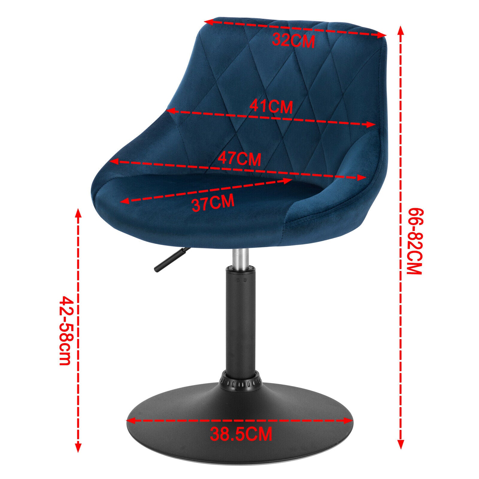 1/2/4x Bar Stools Gas Lift Swivel Stool Breakfast Club Cafe Chairs Velvet Metal