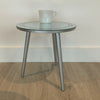 Round Crystal Mirrored Side Table Silver Sparkly Mirror Side Contemporary Retro