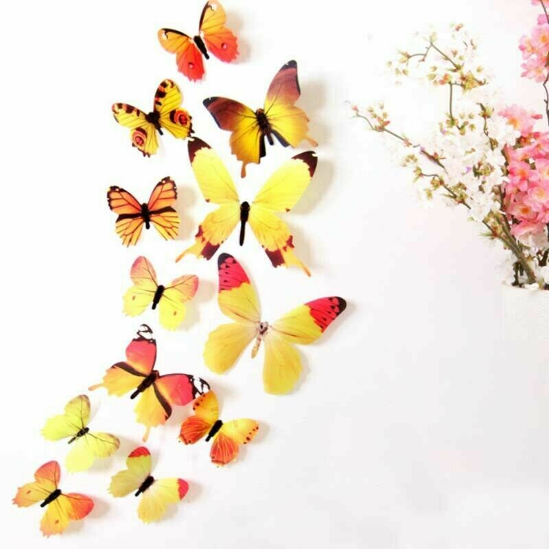 12 x 3D Butterfly Wall Stickers Home Decor Room Decoration Sticker Bedroom Girl
