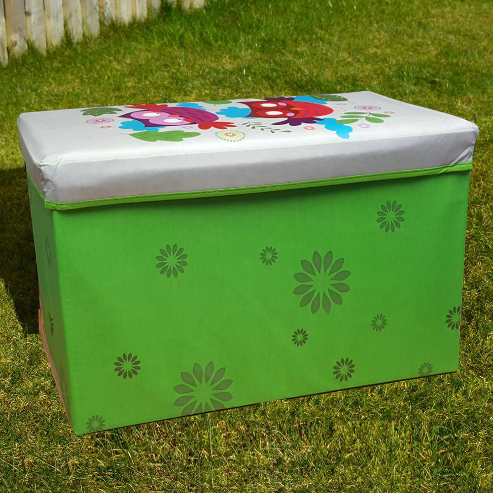 LARGE TOY BOX KIDS BOYS GIRLS STORAGE SEAT STOOL BOOKS CLOTHES CHEST CHILDREN