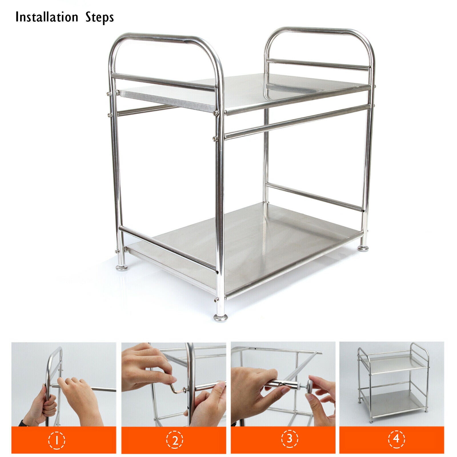 2 Tier Kitchen Shelf Stainless Steel Microwave oven Rack Stand Storage Holder