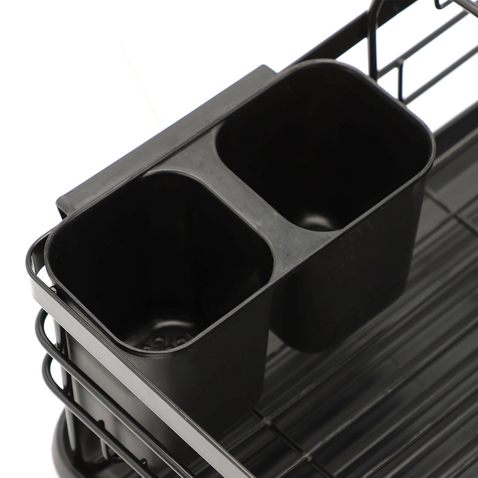 2 Tier Dish Drainer Kitchen Wire Cutlery Draining Holder Drip Plate Rack Tray