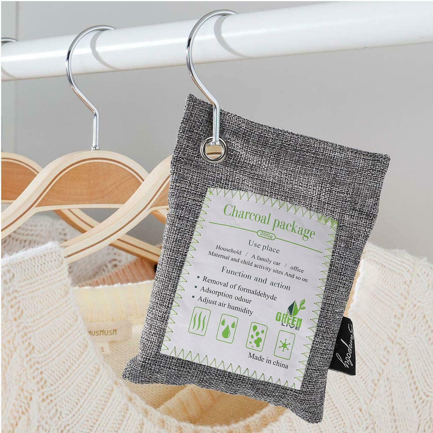 3 Pack Natural Air Purifying Bag Reusable Bamboo Activated Charcoal Freshener