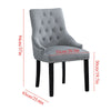 2x Velvet Dining Chairs with Rivets Knocker Home Dining Room Kitchen Silver Grey