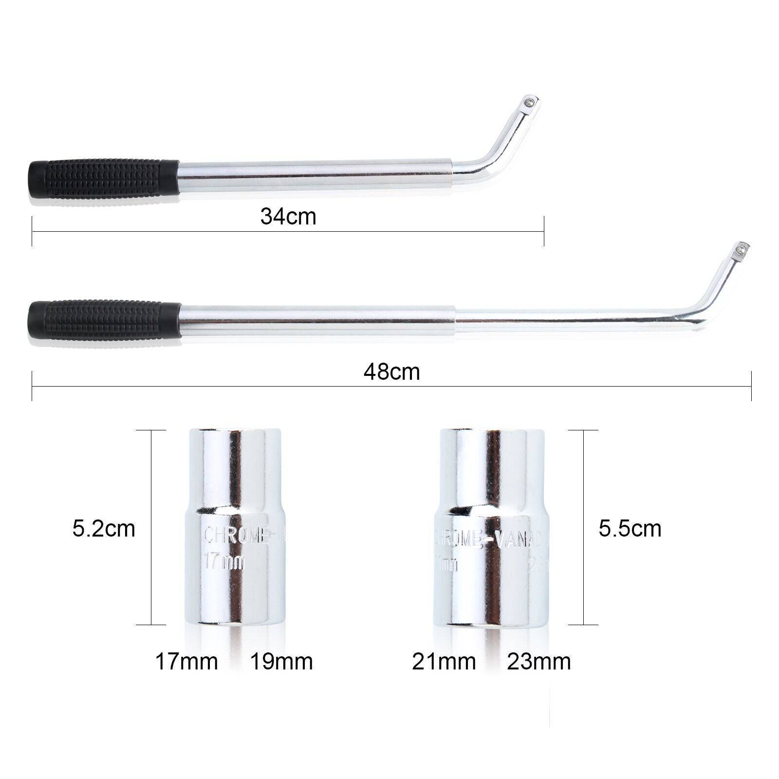 UK Telescopic Wheel Brace Wrench Car Van Socket Tyre Nut 17 19 21 23mm