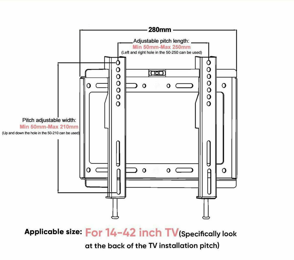 TV Wall Bracket Mount Tilt For 14 20 25 30 32 38 40 42 Inches 3D Plasma LCD LED