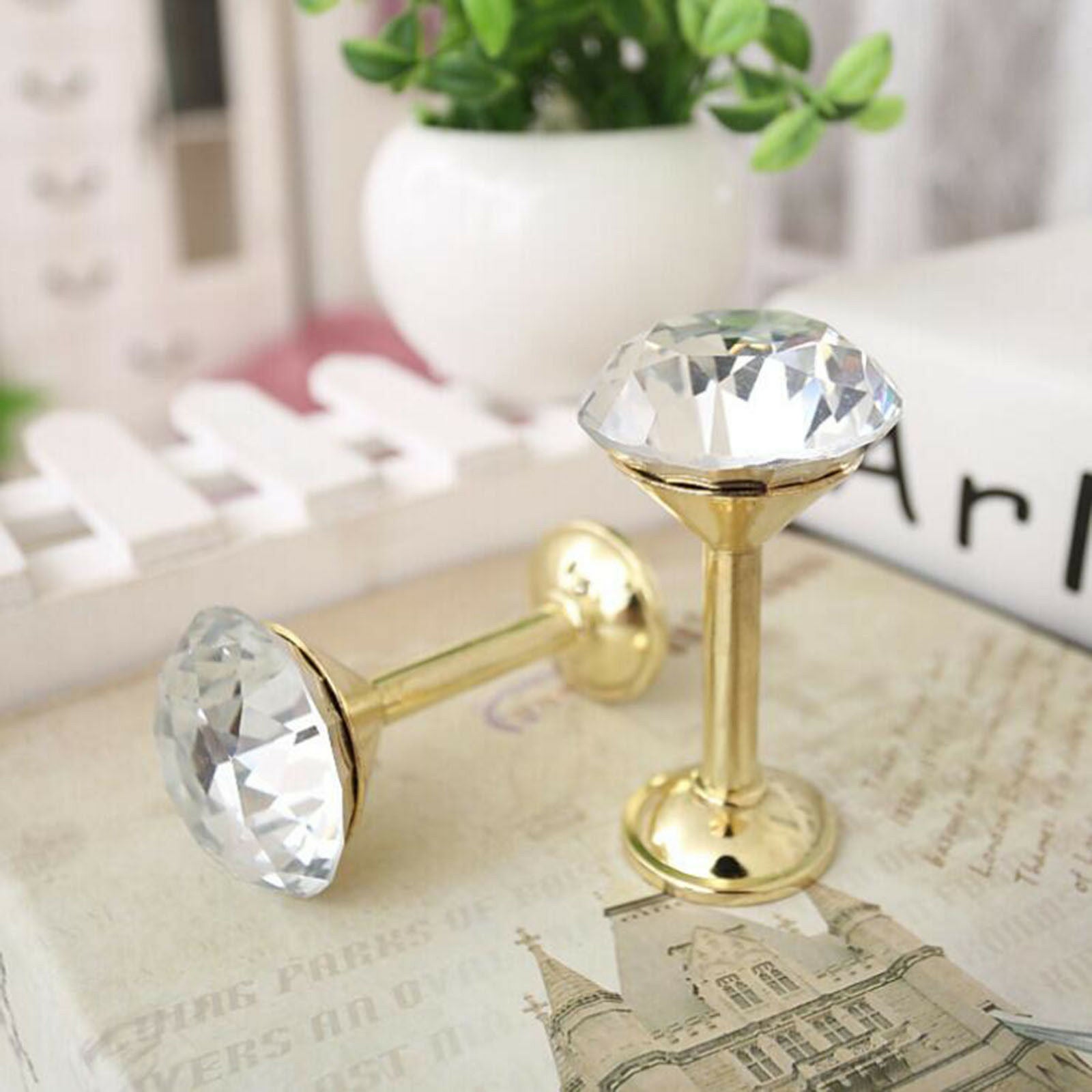 2x Silver Gold Crystal Curtain Wall Hooks Tie Backs Hanger Holder Home Deco