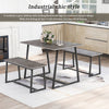4-Seater Dining Table Set with 2 Benches Breakfast Kitchen Furniture Steel Frame