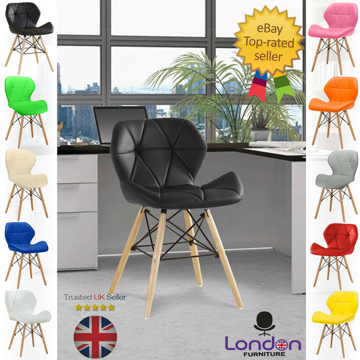 Cecilia Eiffel Eames Dining Chair Laser Pu Seat Eames Modern