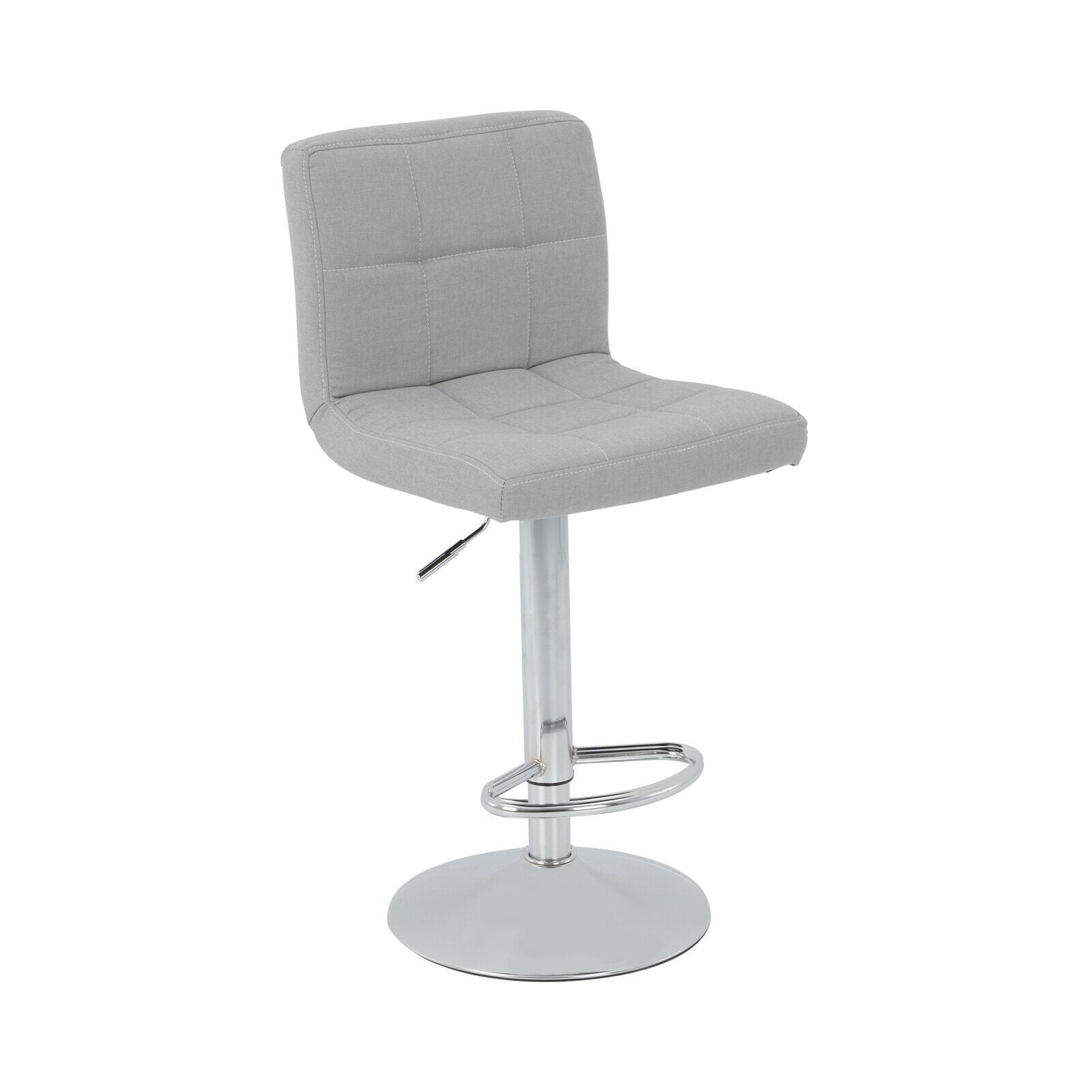 2X Bar Stools Adjustable Breakfast Kitchen Stools Fabric Swivel Chrome Gas Lift