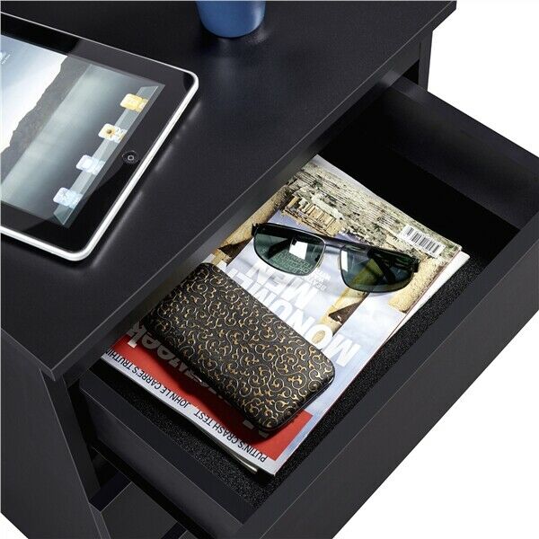 3 Drawer End Table Black Bedside Drawer Wood Nightstand Side Table for Bedroom