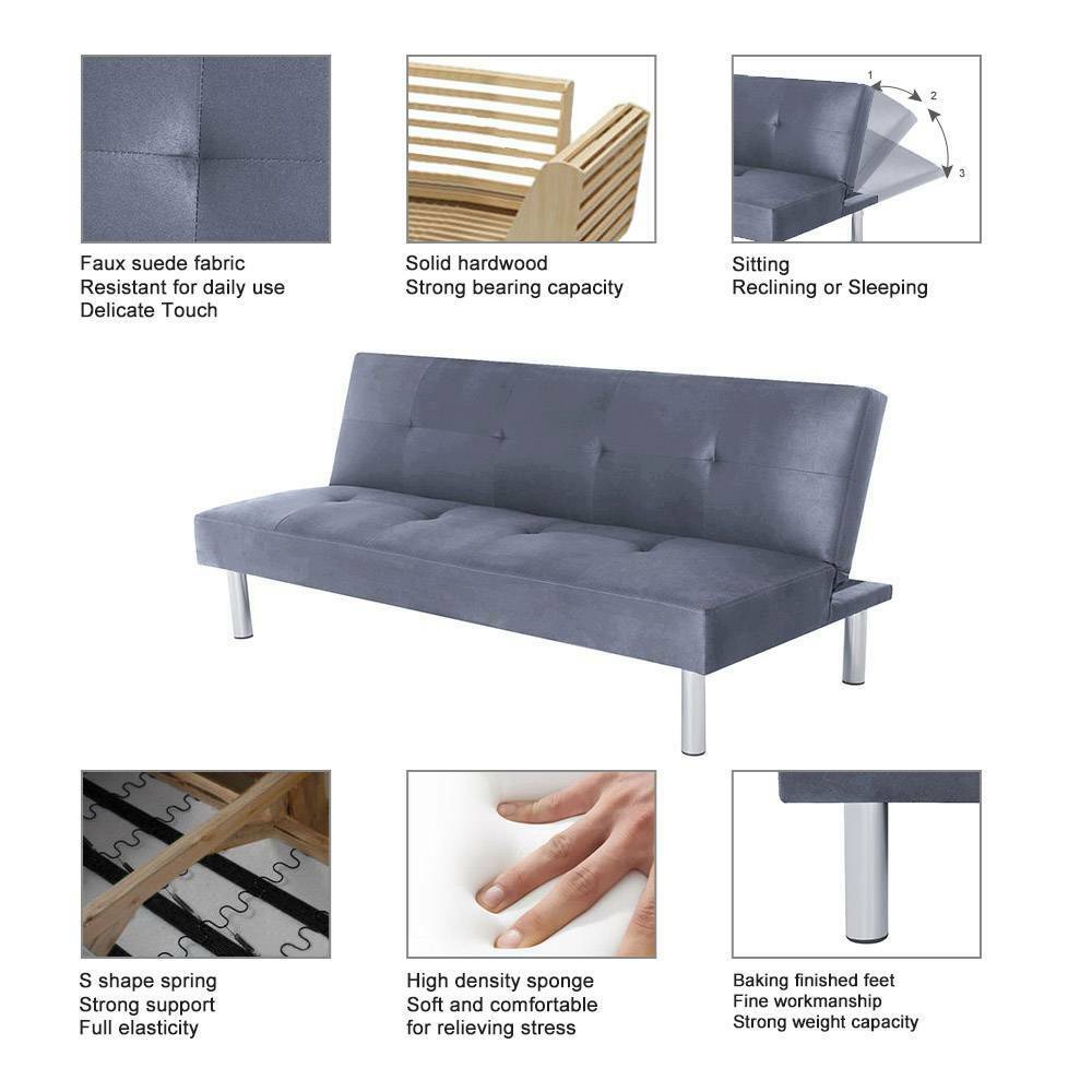 3 Seater Modern Sofa bed Brand New Fabric Padded Sofabed Couch Recliner