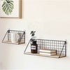 Vintage Industrial Wall Mounted Shelf Unit Metal Wire Floating Shelves Wood Rack