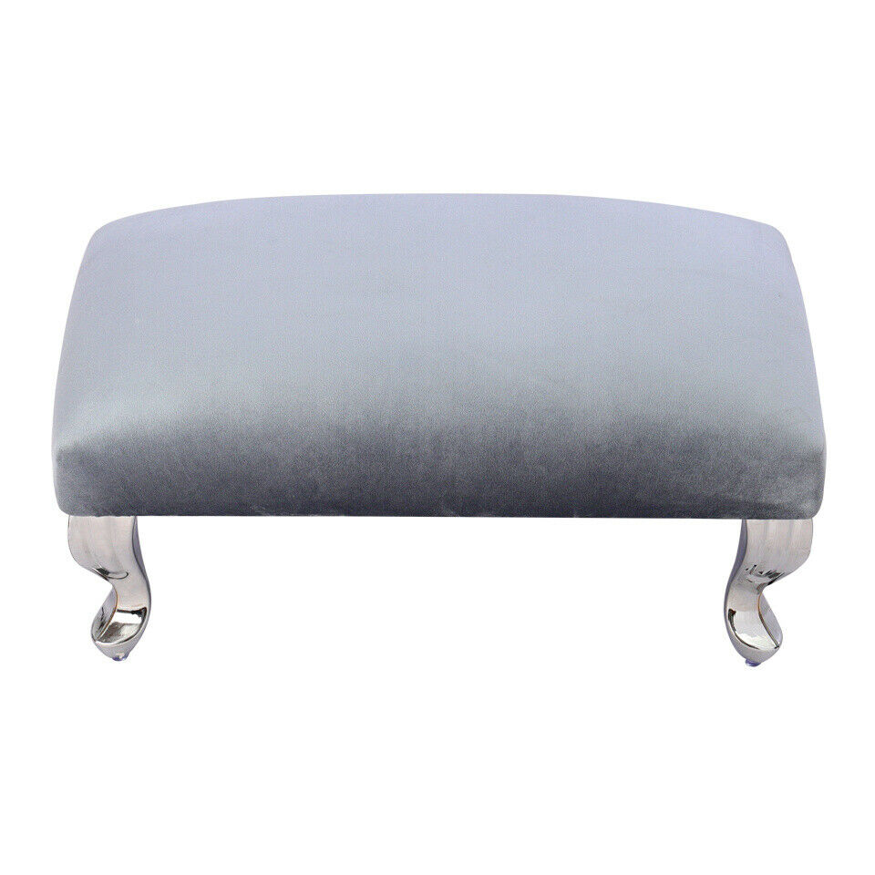 Velvet Foot Stool Footrest Living Room Hallway Chair Pouffe Seat With Metal Legs