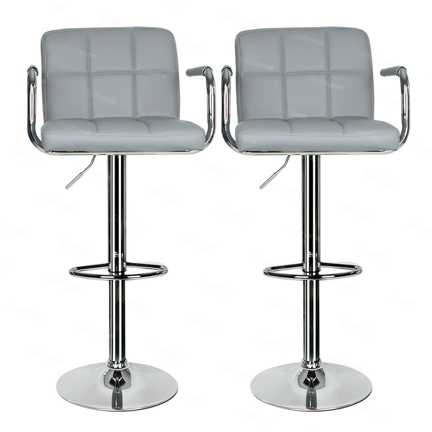 2×Bar Stools Leather Chairs Breakfast Chairs Swivel Gas Lift Kitchen Cushioned