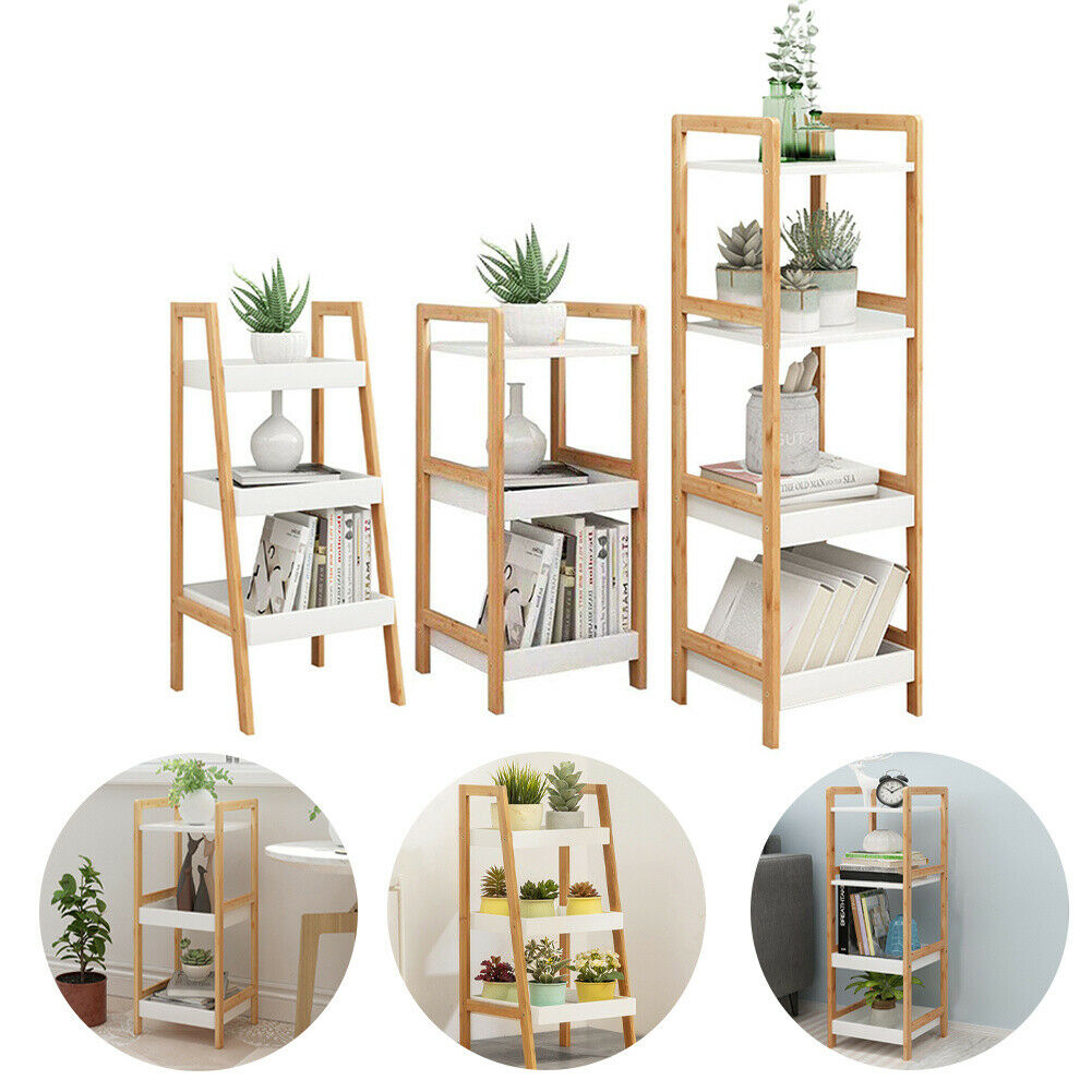 3/4 Tier Plant Pots Ladder Shelf Storage Unit Display Stand Bathroom Rack