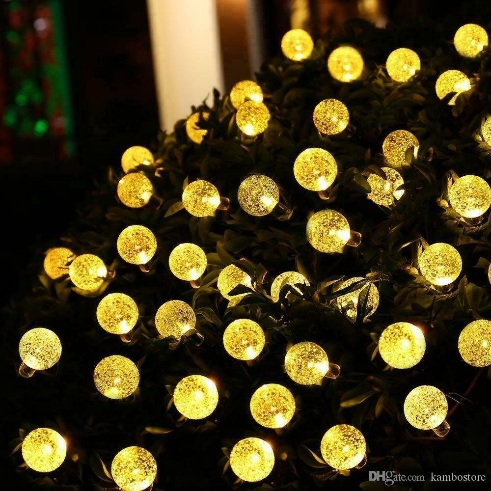 30 Solar String Lights Outdoor Warm White Fairy Garden Lamps Bubble Globe Party