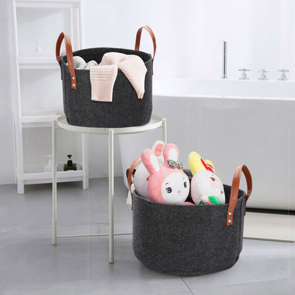 Bedroom Closet Clothing Toy Storage Felt Storage with Handle Basket Bin Home uk
