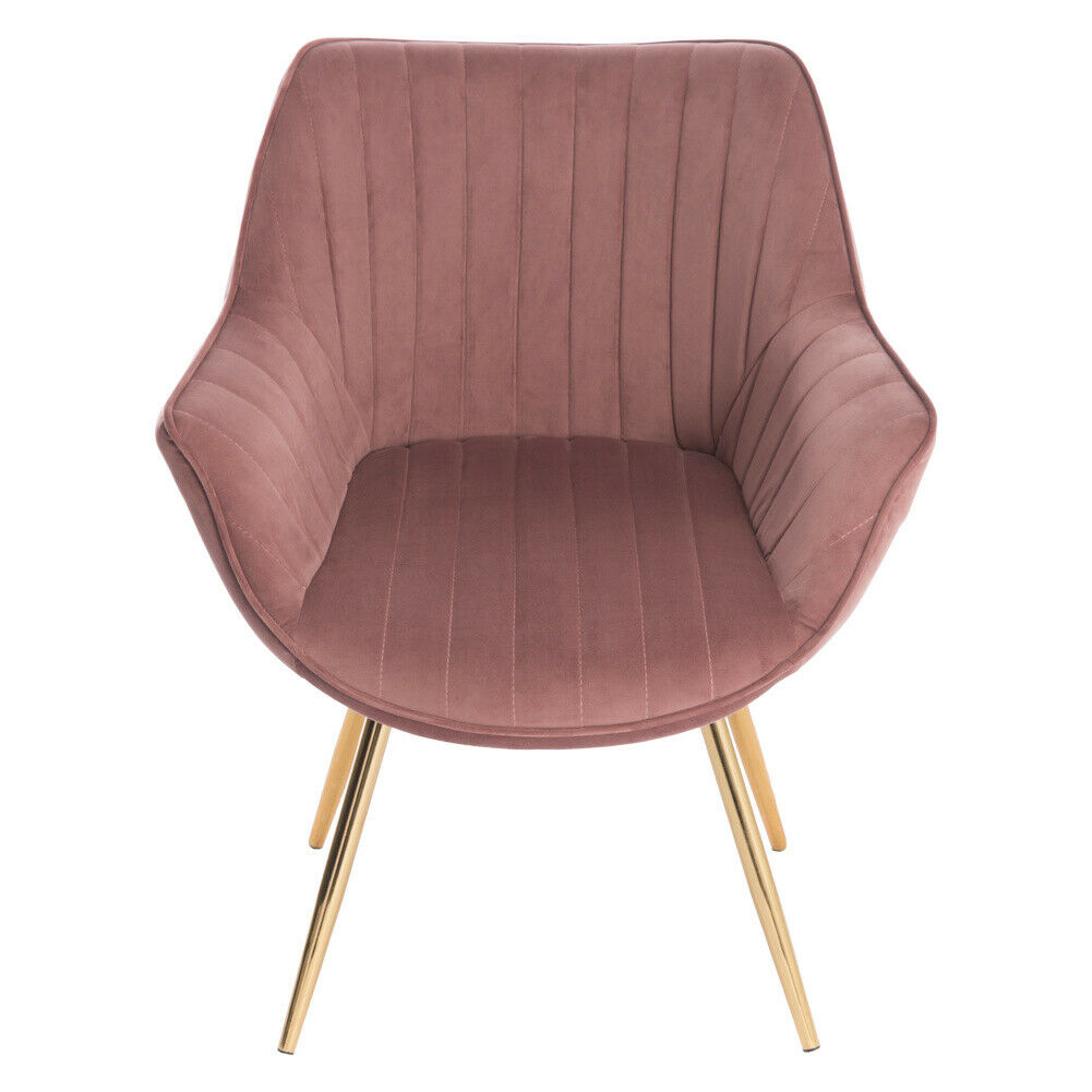 2Pcs Blush Pink Velvet Scallop Shell Accent Dining Chairs Dressing Vanity Chair
