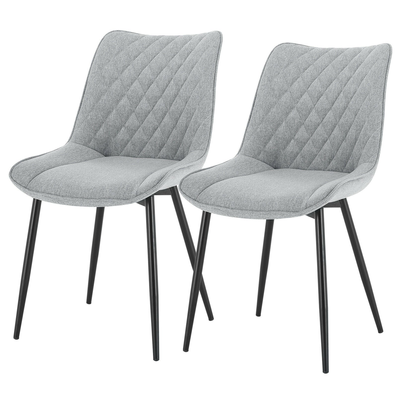 2XDining Chairs Kitchen Chairs Living Room Chairs Linen with Padded Seat Grey
