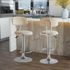 Bar Stools x2 Beige Swivel Barstools Gas Lift Rest Pub Chairs Kitchen Breakfast