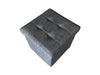 LARGE GREY FOLDING STORAGE OTTOMAN POUFFE FOOT STOOL STORAGE BOX SINGLE